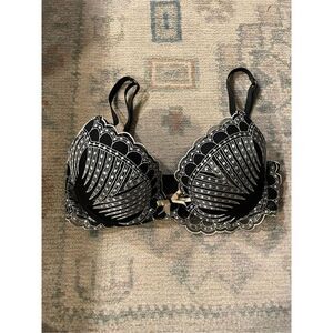 Pleasure State White Label Womens Black White Underwire Push Up Bra Size 34C